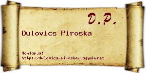 Dulovics Piroska névjegykártya